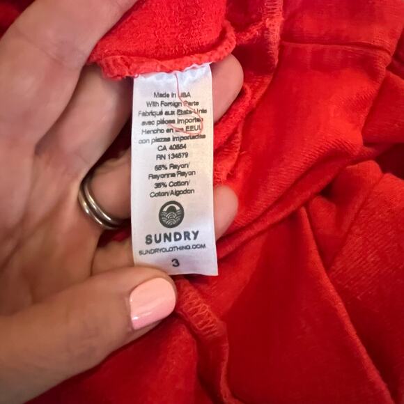Sundry Star Print Red Long Sleeve Comfy Size 3 Large 12 Fourth July Patriotic - Picture 7 of 8